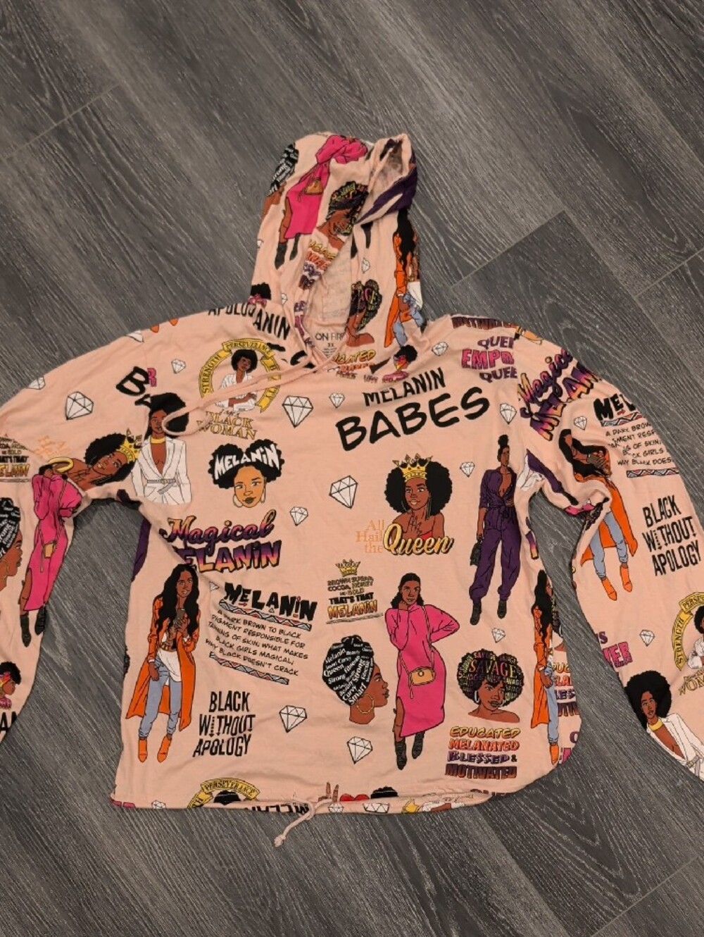 Women's Pink Melanin Babes Graphic Hoodie
